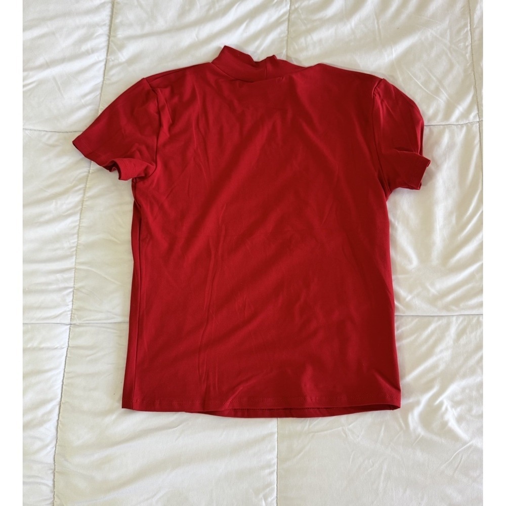 New Capella Short Sleeve Top Size Large Solid Red Minimalist Stretch Soft - Picture 5 of 6